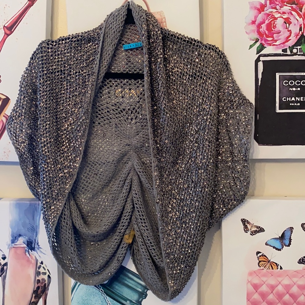 Alice & Olivia gray sequin vest